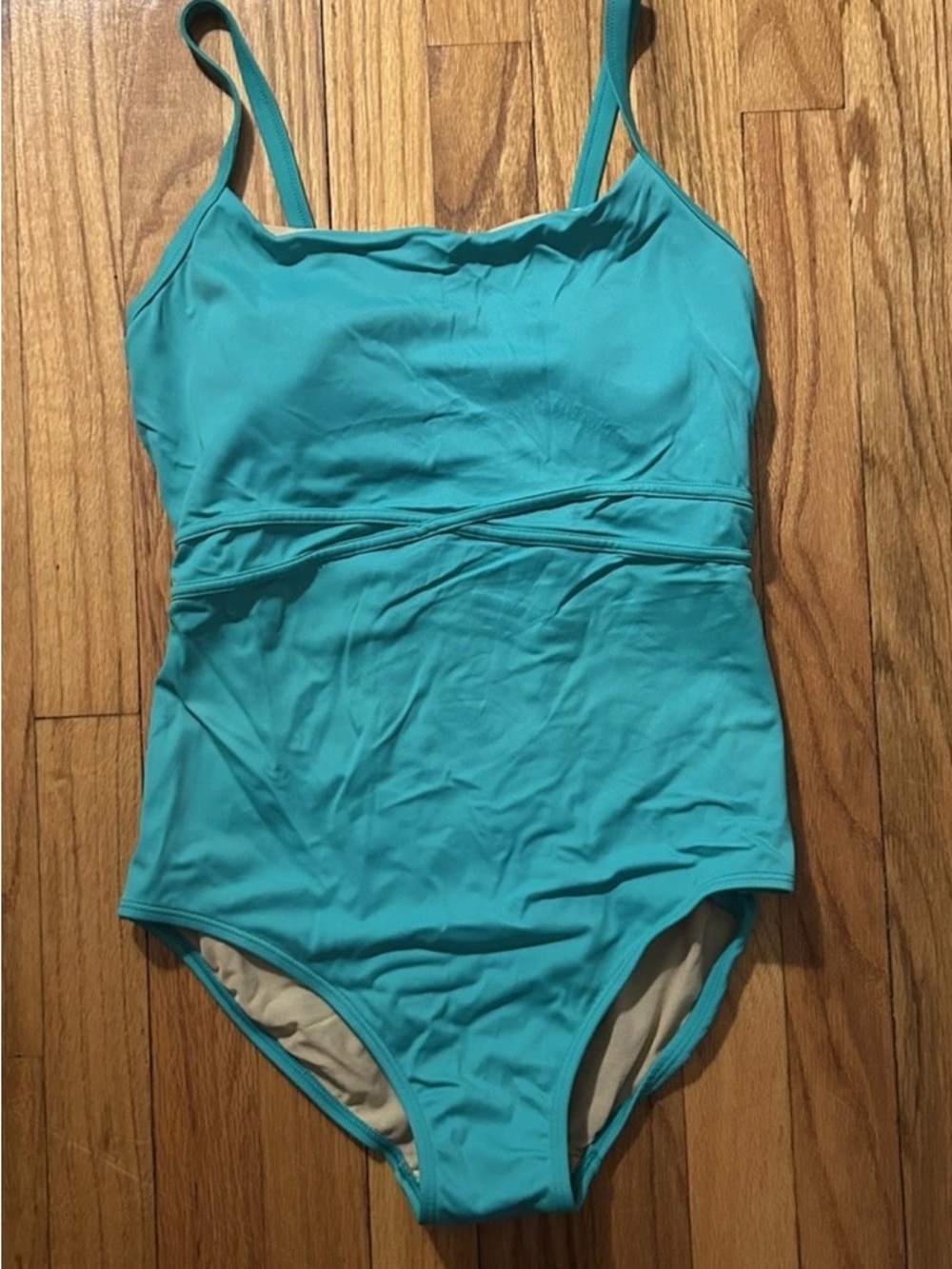 LL Bean Aqua Blue Green One Piece Bathing Suit Women’s Size 8 Regular